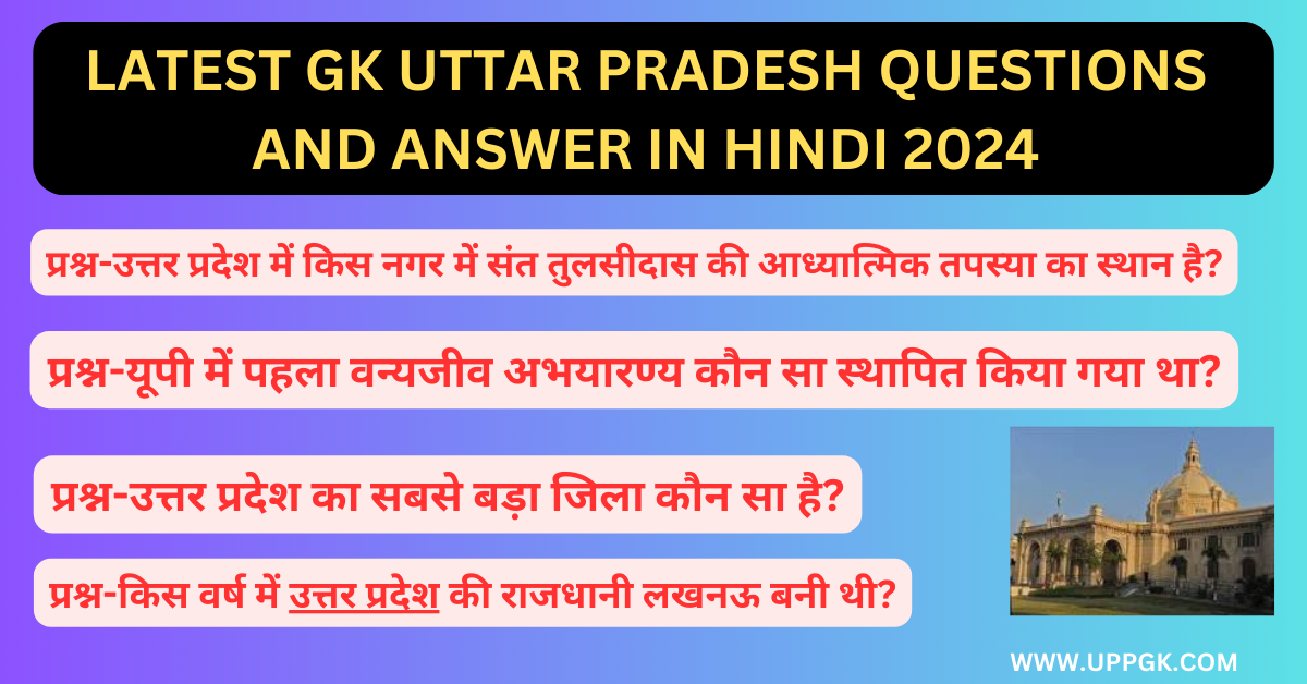 Latest GK Uttar Pradesh Questions And Answer in Hindi 2024